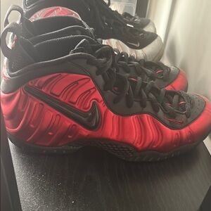 Nike Red and Black Foamposite Sneakers